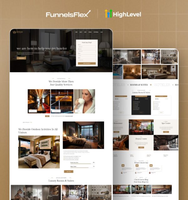Hotel Booking GoHighLevel website templete