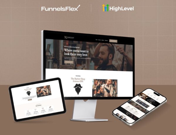 GoHighLevel Barber Shop Website Template, GHL Salon Website Template, Modern Barber Booking Funnel, Luxury Salon Website GHL