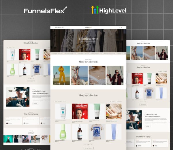 GoHighLevel Fashion Ecommerce Store Website Template | Minimal & Aesthetic Online Store for Brands