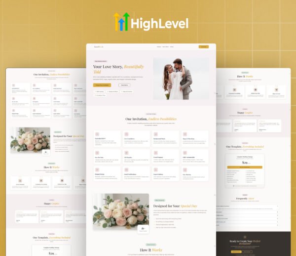 GoHighLevel Wedding website Template: Digital Wedding Invitation Funnel