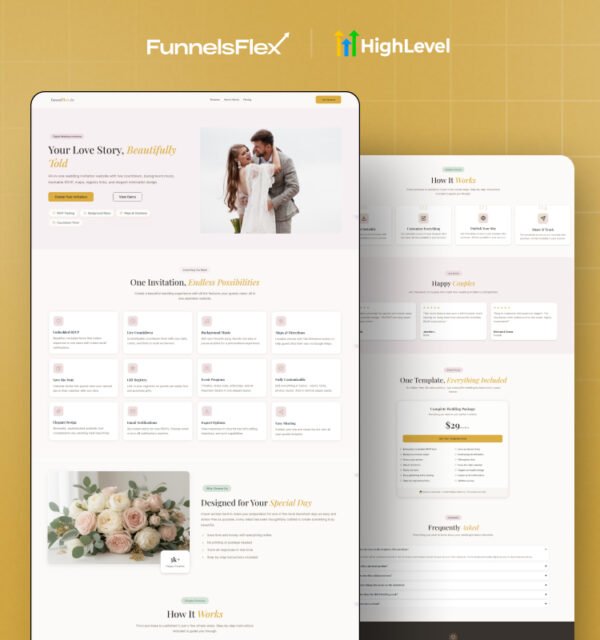 GoHighLevel Wedding website Template: Digital Wedding Invitation Funnel