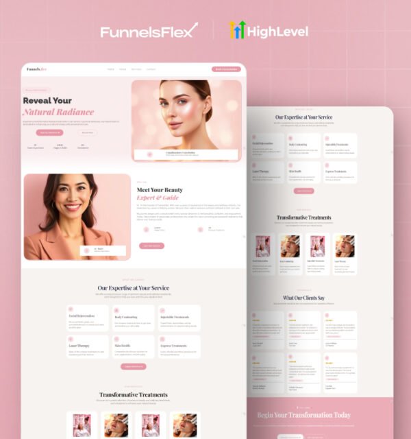 GoHighLevel Med Spa Website Template – Modern Design for Beauty & Skincare Clinics