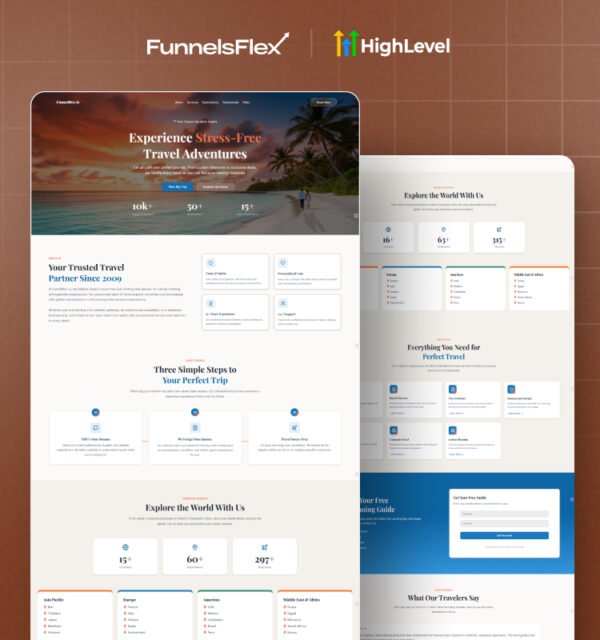 GoHighLevel Travel Agency Funnel – Editable GoHighLevel Template for Travel Services
