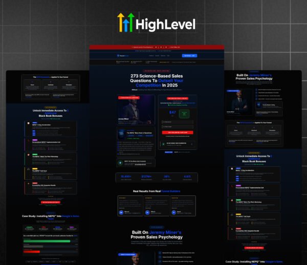 Jeremy Miner Style Sales Funnel Template: High-Ticket Lead Generation & NEPQ Conversion Funnel
