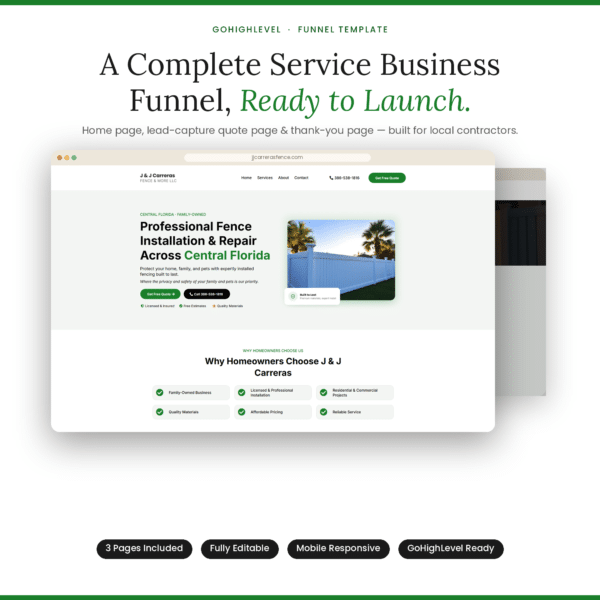 GoHighLevel Home Service Funnel Template | High-Converting Contractor Funnel